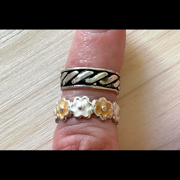 Lot 2 silver toe rings flower - Picture 4 of 6